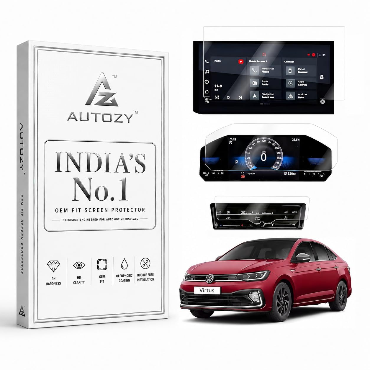 Screen Protector Compatible with Volkswagen Virtus (2023-2026) | [3 Pack ] 10 Inch Infotainment Touchscreen + 8 Inch Digital Instrument Cluster + AC Climate Control Panel | HD Clear | Bubble Free | Scratch Resistant-image-20