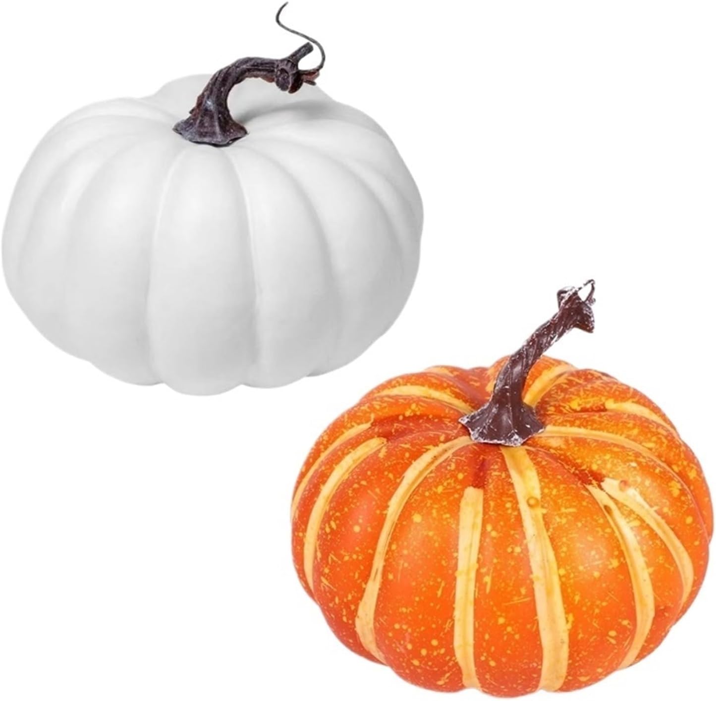 2Pcs Artificial Pumpkin Ornaments for Yard Landscape Home Decorations for Indoor and Outdoor Decoration(White)