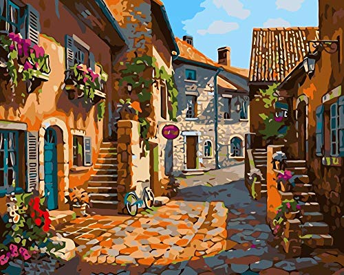 tddpm Paisaje de la Ciudad DIY Pintura Digital por Números Arte de la Pared Moderna Pintura de la Lona Decoración para el hogar @ sin Marco 40X50 CM