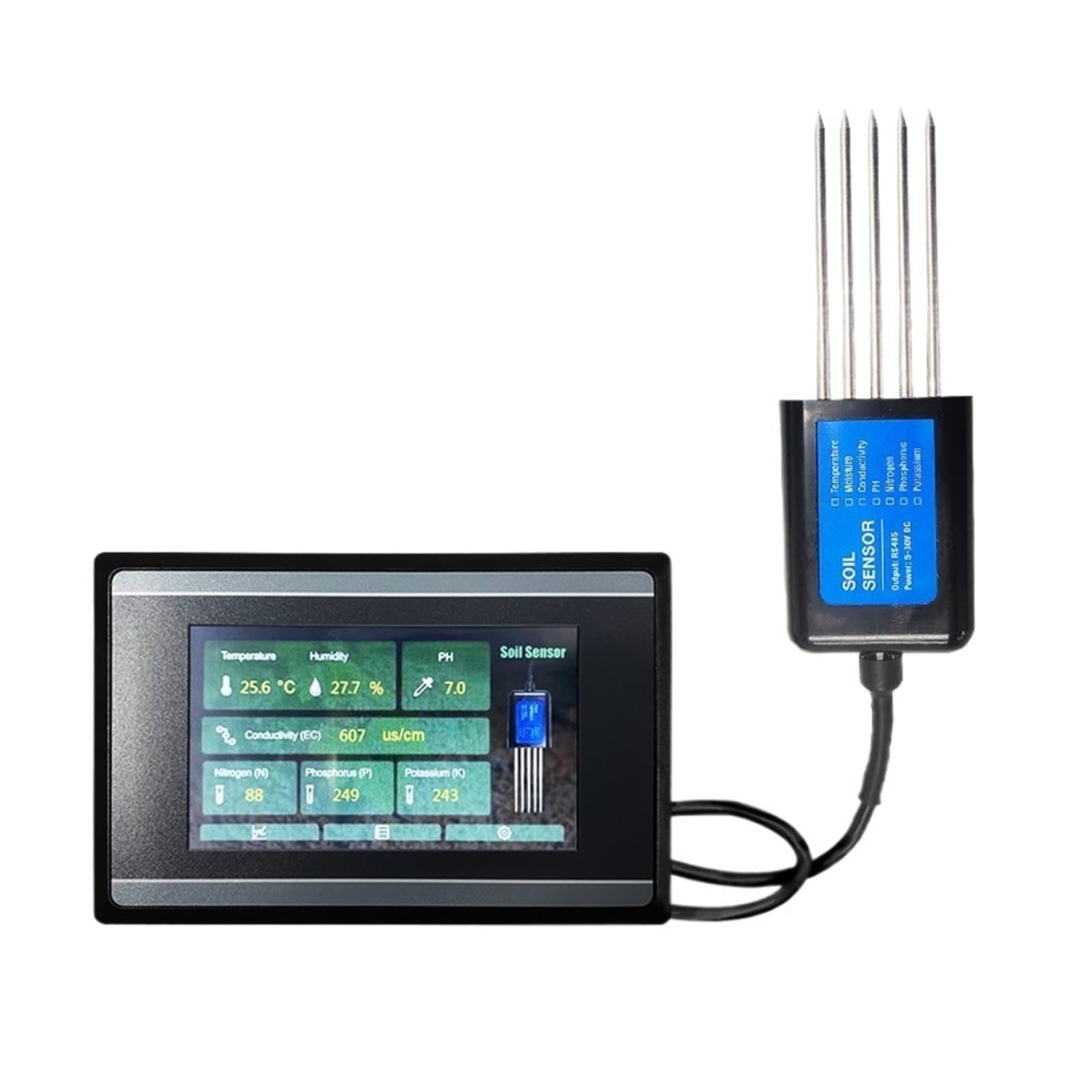 Misurazione E Registrazione Del'umidità Del Terreno, Della Temperatura, Conducibilità Elettrica, PH Sensore NPK Con Touch Screen HMI Preciso E Affidabile