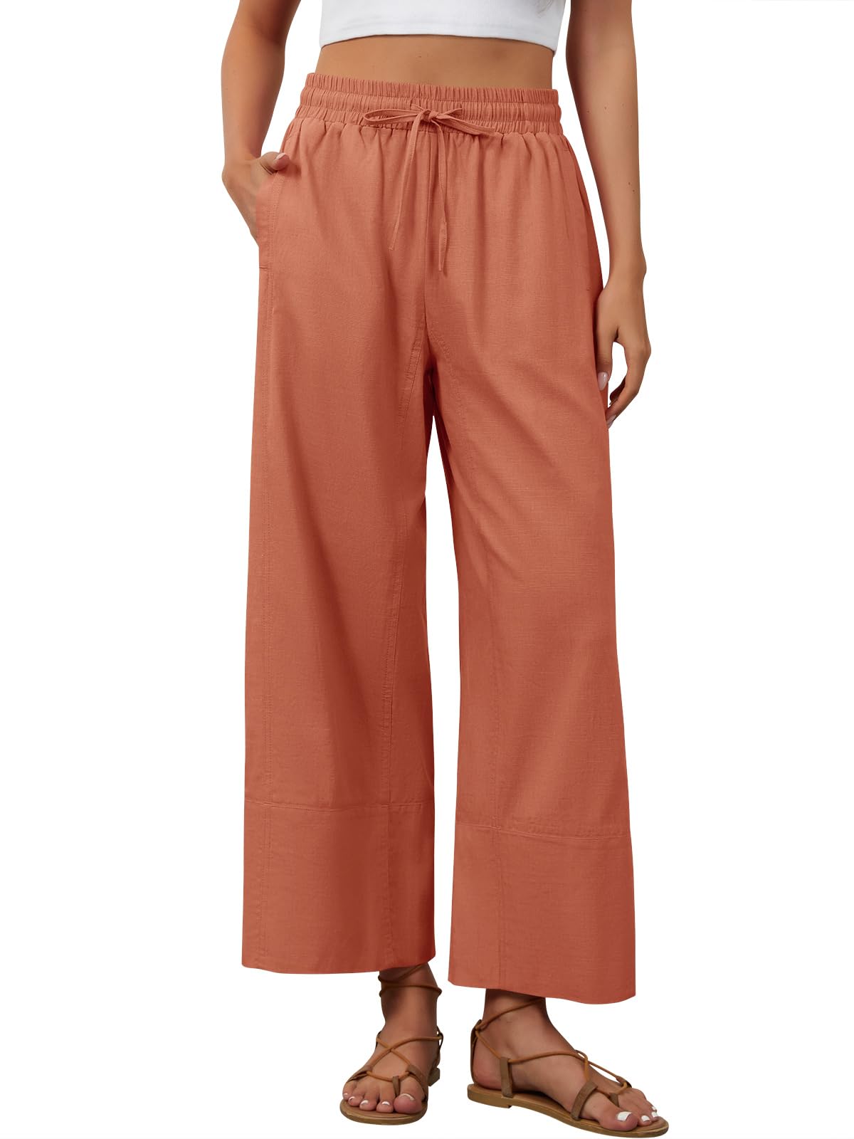 50% Off Womens Cotton Linen Wide Leg Pants with Pockets