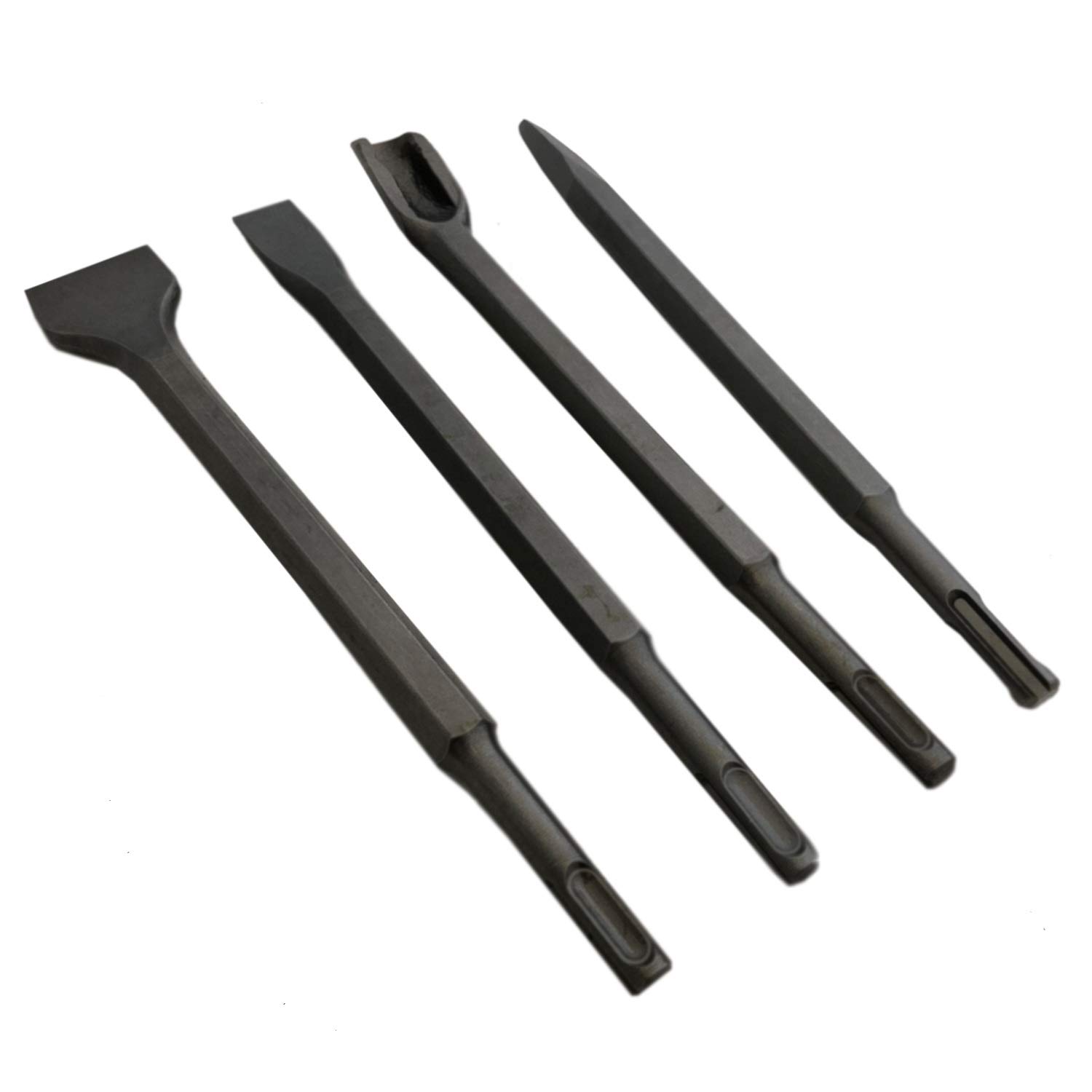 Lot de 4 burins pointus 250 mm avec emmanchement SDS Plus