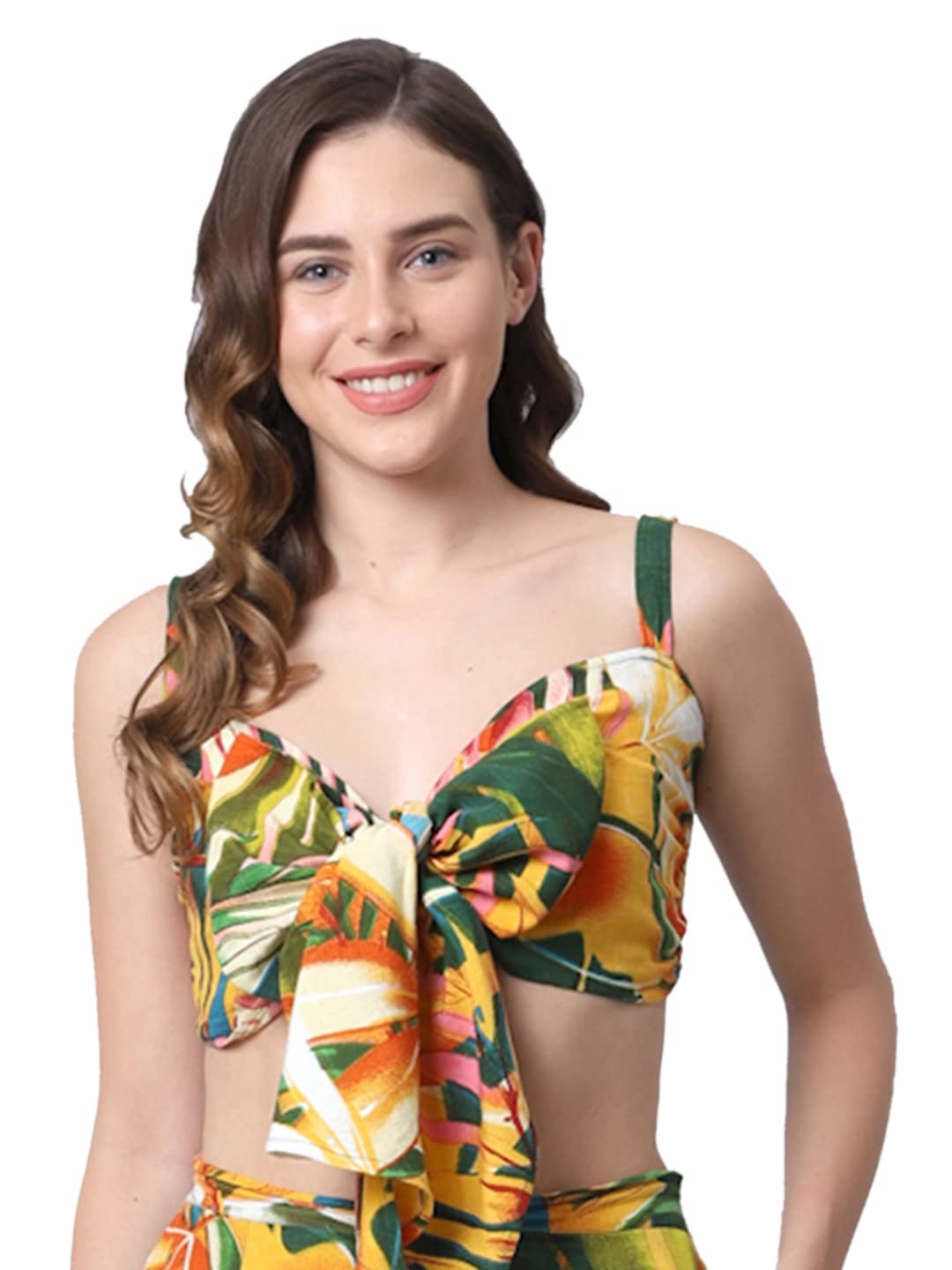 Women's Cotton Tie & Dye Print Tie Knot Back Beachwear Top-image-30