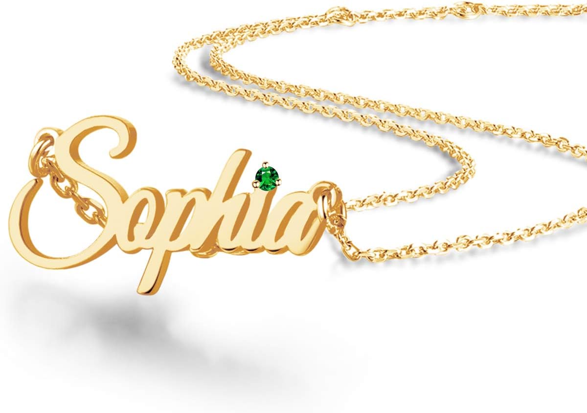 Custom Name Necklace, 18K Gold Plated Nameplate Personalized Jewelry Gift for Women
