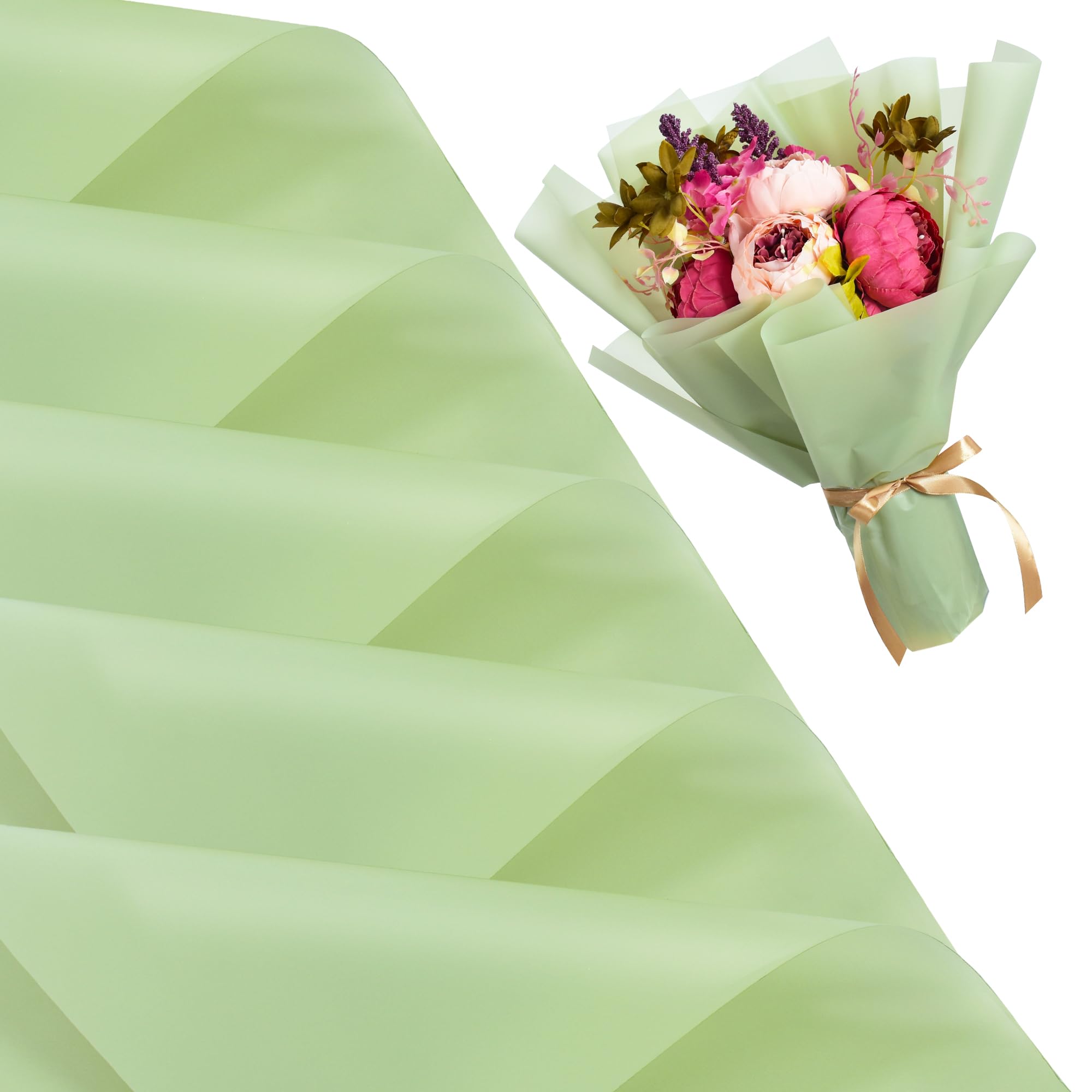 Papier cadeau vert clair pour vos bouquets de mariage féeriques