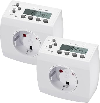 HBN Digital Timer Set of 2 Weekly Timer with 8 Switching Programmes Timer Socket for Indoor Use Random Function 16 A/3680 W