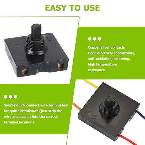 Miniatura 4 de EPLZON Interruptor giratorio de 13A-125V10A-250V, 4 posiciones, 3 velocidades, selector de velocidad, interruptor giratorio con perilla (paquete de