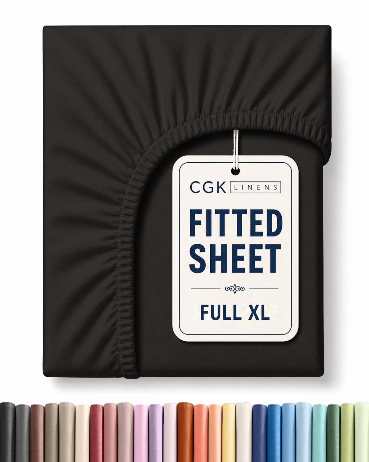 Full XL Fitted Sheet - Single Fitted Sheet Only - Deep Pockets - Black
