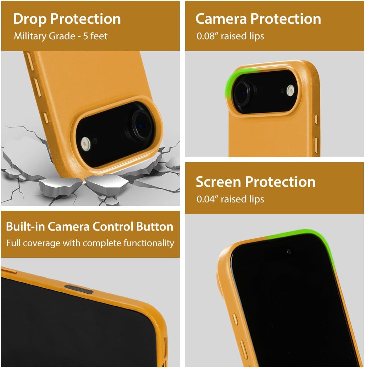 alto Case Compatible with iPhone Air 2025, Magnetic Italian Leather Case Compatible with Apple MagSafe, Clop Series Drop Protective Case (iPhone Air, 6.5 inch, Caramel Brown)
