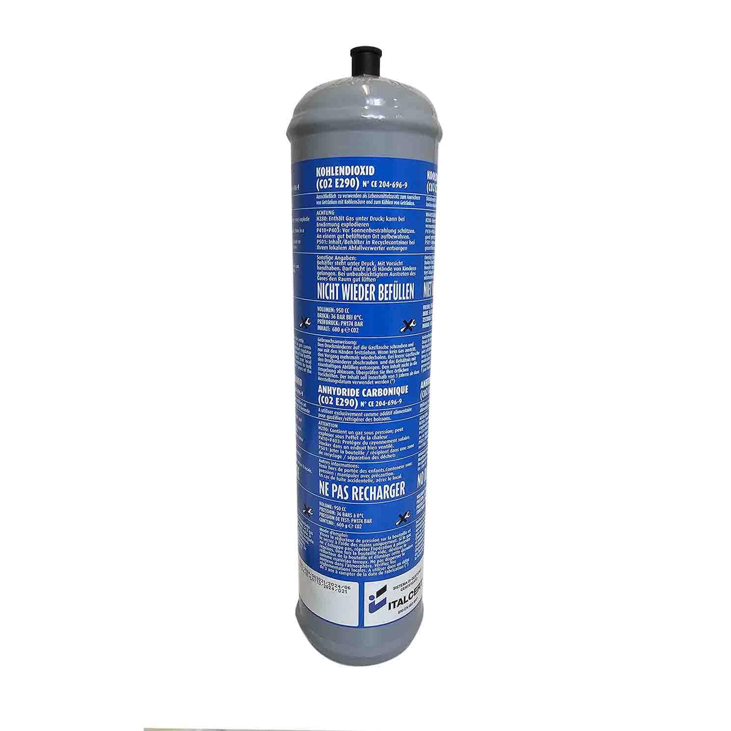 TermoidraulicaRV® Lot de 3 bouteilles jetables Co2 de 600 g d'eau gazeuse de rechange pour refroidisseurs d'eau raccord standard M11 x 1