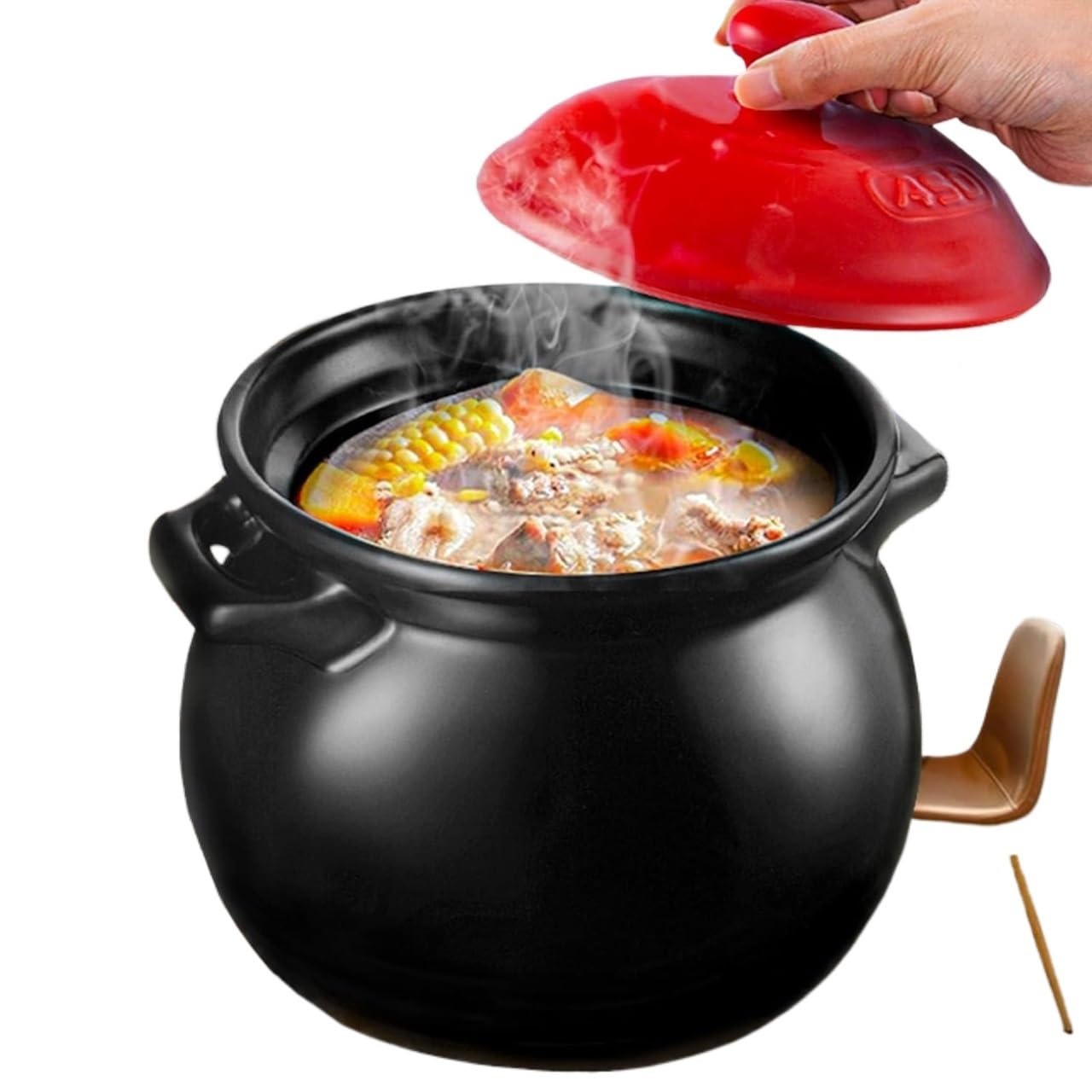 Casseruola in ceramica per stufato, in terracotta, piccola, robusta, per zuppe e zuppe (2,5 L)