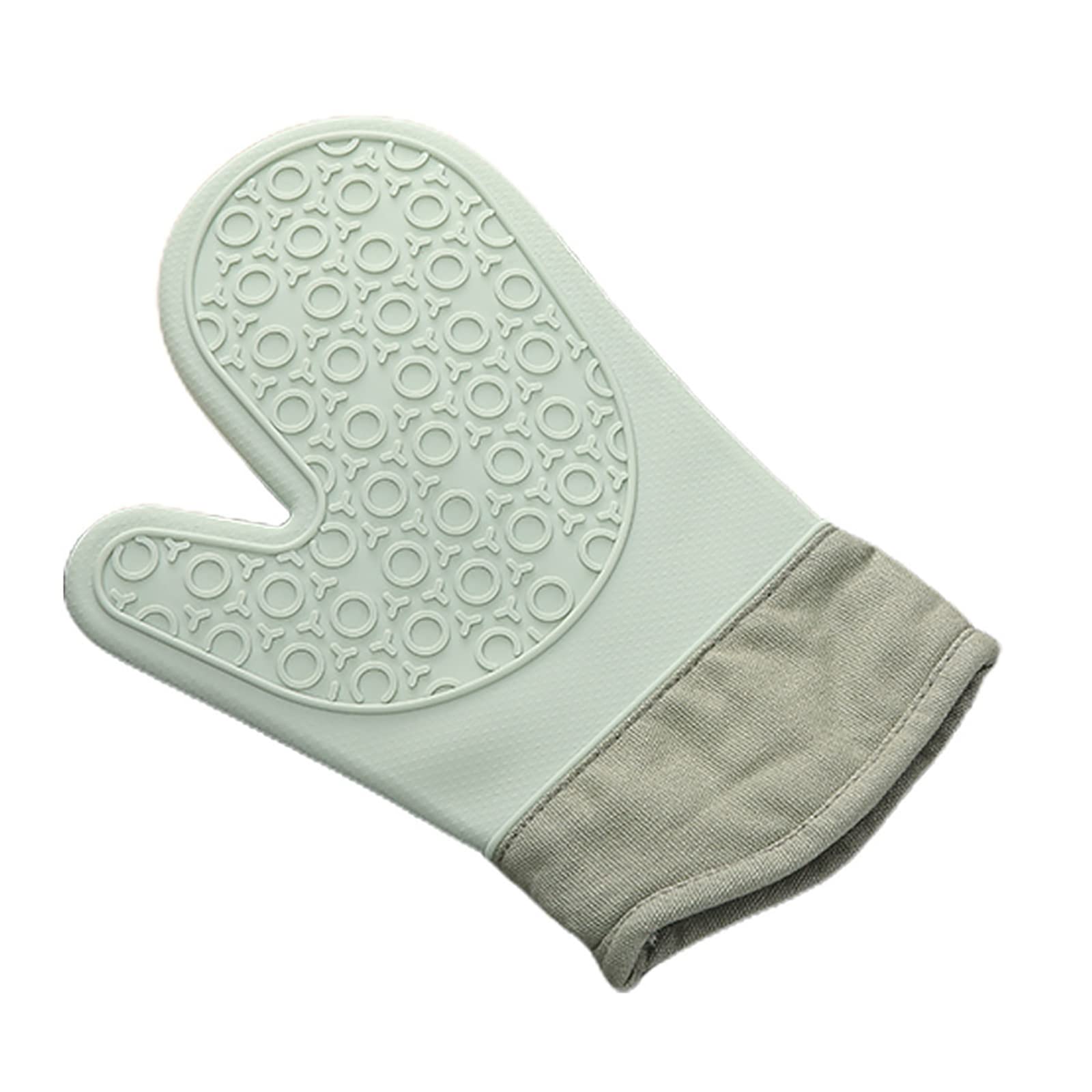 Juego de guantes de horno de silicona, forro de algodón suave, guantes gruesos flexibles impermeables para cocinar, barbacoa, manoplas de cocina, verde, una pieza de