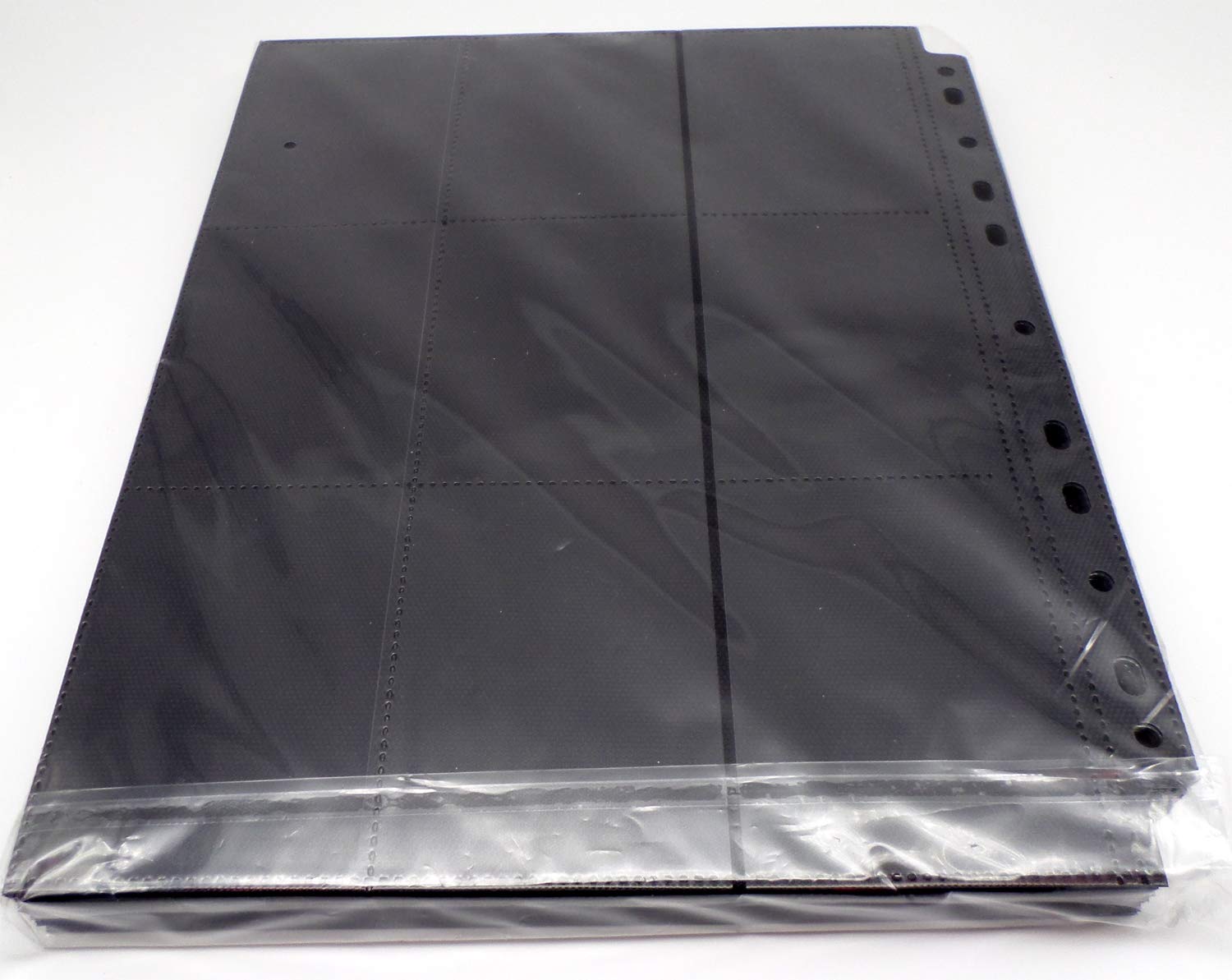 docsmagic.de 50 18-Pocket Pages Black - Sideloading - MTG PKM YGO - 11-Hole - Feuilles Noir
