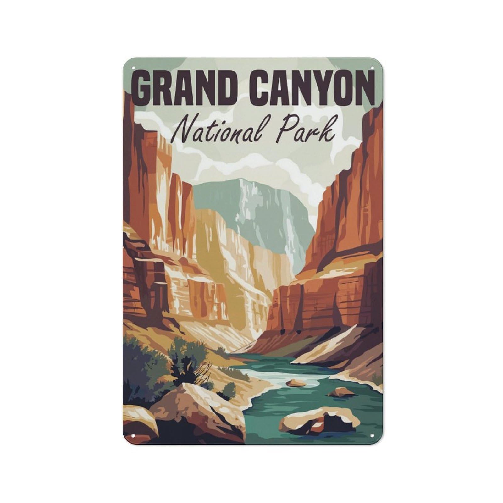 Junmoney Grand Canyon National Park Vintage Metal Sign 30X20cm, Bistro Style Shop Wall Decor For Tea Room, Shop Wall Or Breakfast Area
