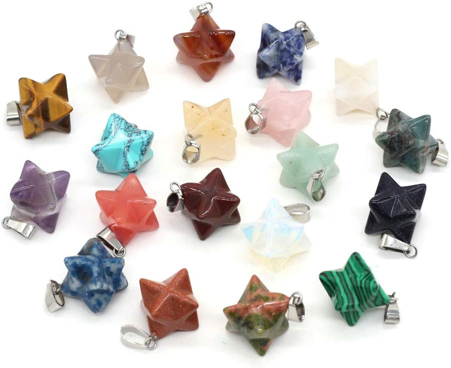 Natural Stone Pendant 10PCS Random Color Mix Stone Pendants Healing Crystal Quartz Chakra Reiki Gemstone Charms for Necklace Jewelry Making 22X24 mm