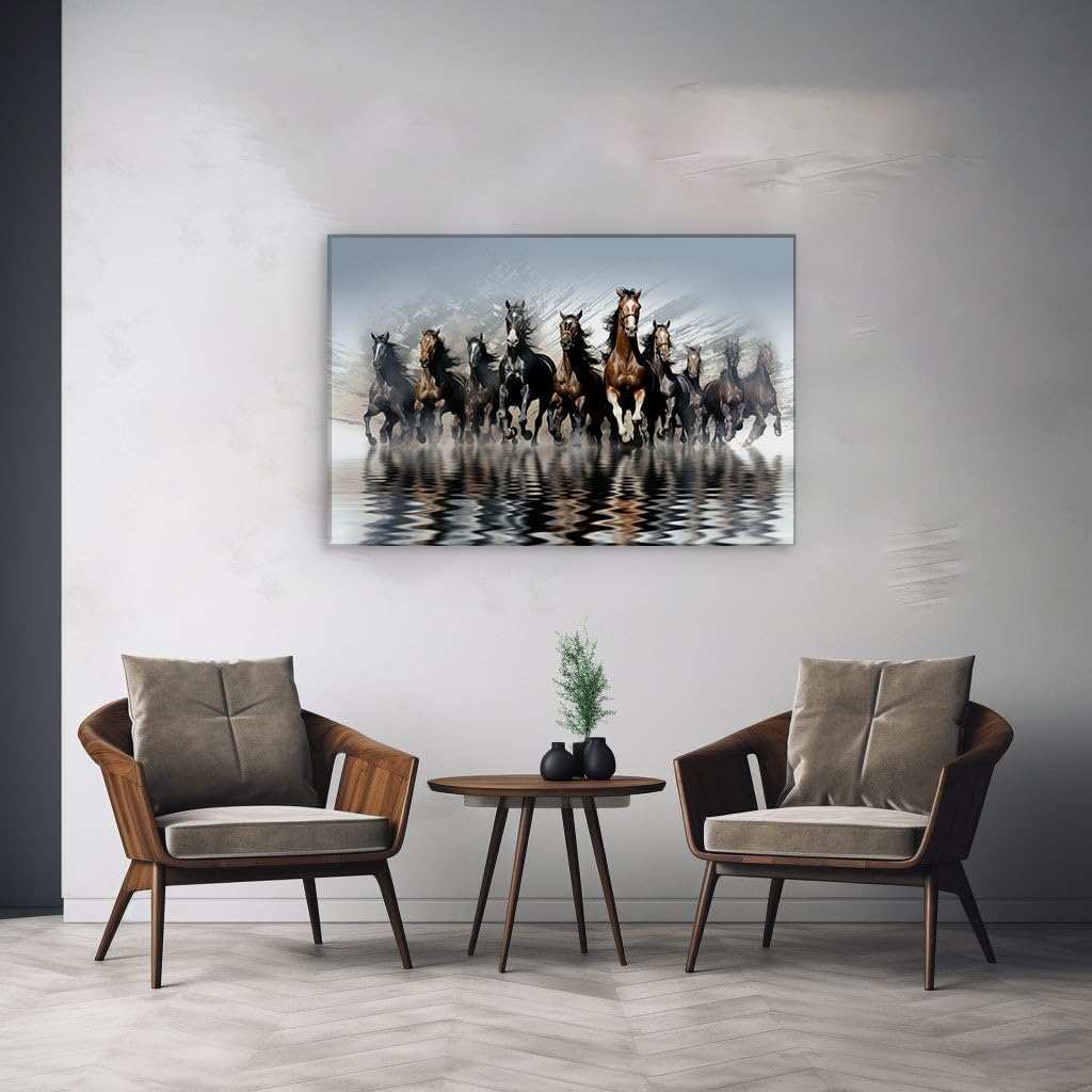 Art Wall: Galloping Horses Emerge From Mist, a Symphony of Freedom and Grace. Interior Decor, Canvas Art Design, Art Apartment Decoration, Office Arts Design. Size: 69x46 cm (27x18 inch)