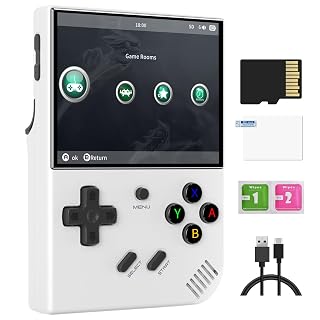 RG35XX Plus Retro Video Handheld Game Console 3.5 in IPS Screen Linux OS 64G TF Card with 5500 Classic Games Built-in 3300mAH Battery Compatible with 5G WiFi and Bluetooth 4.2(White) - Amazon product rated Grade C