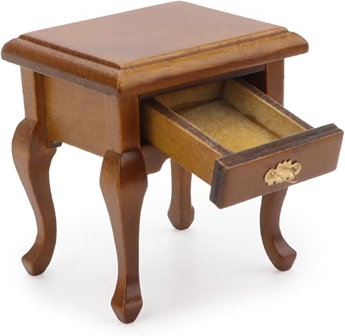 Miniatura 7 de Muebles en miniatura 112, mesita de noche, accesorios para casa de muñecas, mesita de noche de madera, sala de estar, dormitorio, escena de