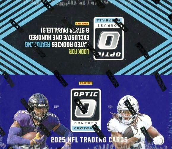 2025 Donruss OPTIC Football HUGE Factory Sealed 20 Pack Retail Box with (80) Cards! Look for Rated Rookies Autos & Downtowns of Jaxson Dart Travis Hunter Cam Ward Sanders & Many More!