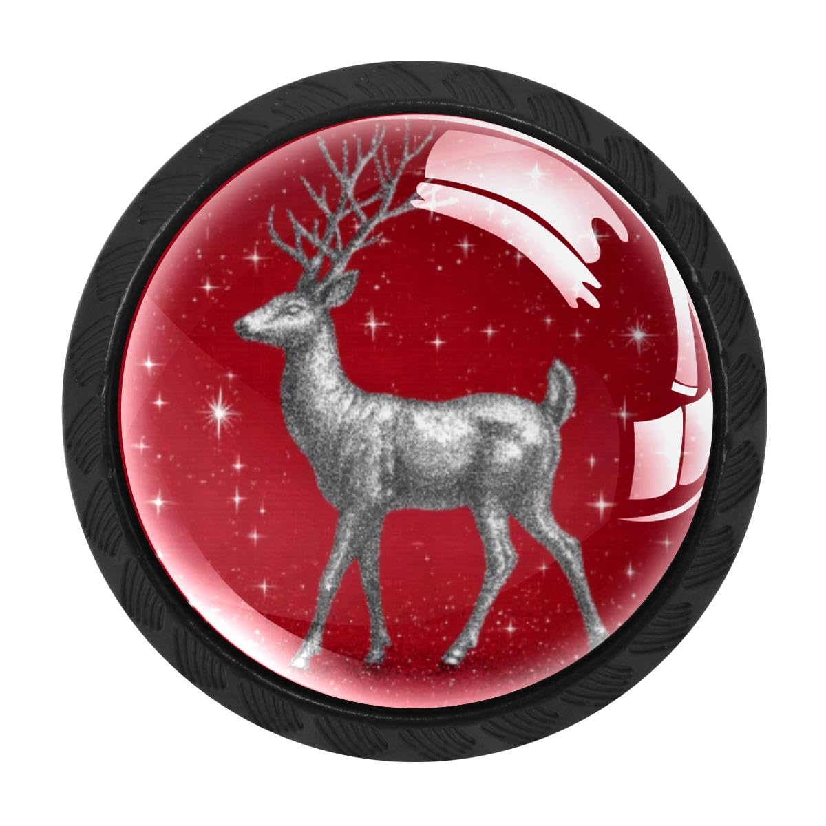 4 PCS Kitchen Cabinet Knobs, Christmas Deer Drawer Knobs Dresser Handles