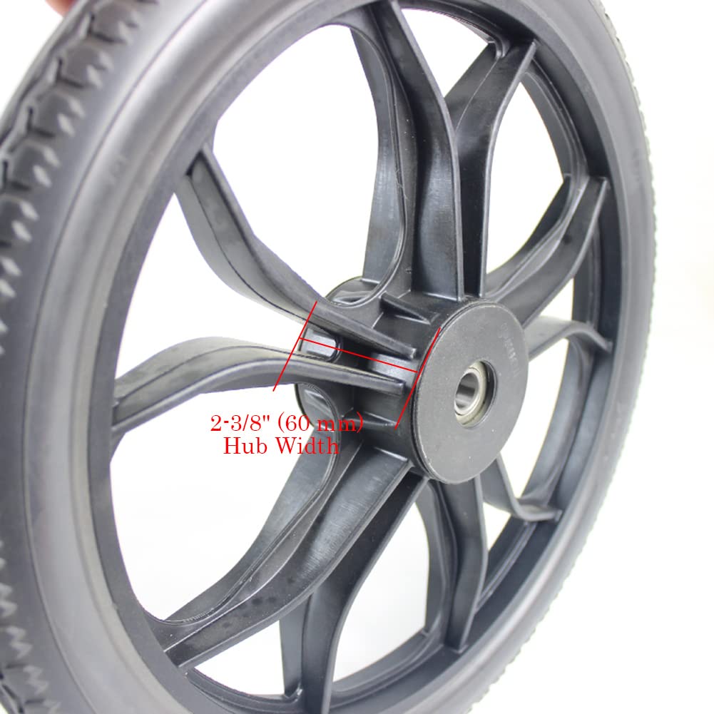 14 cali Antypoślizgowe Gumowe Koła,2 Kawałki Tylne Koła Wózka Inwalidzkiego z 2-3/8" (60 mm) Szerokości Piasty,do Wózkach Inwalidzkich Balkonikach Chodzikach