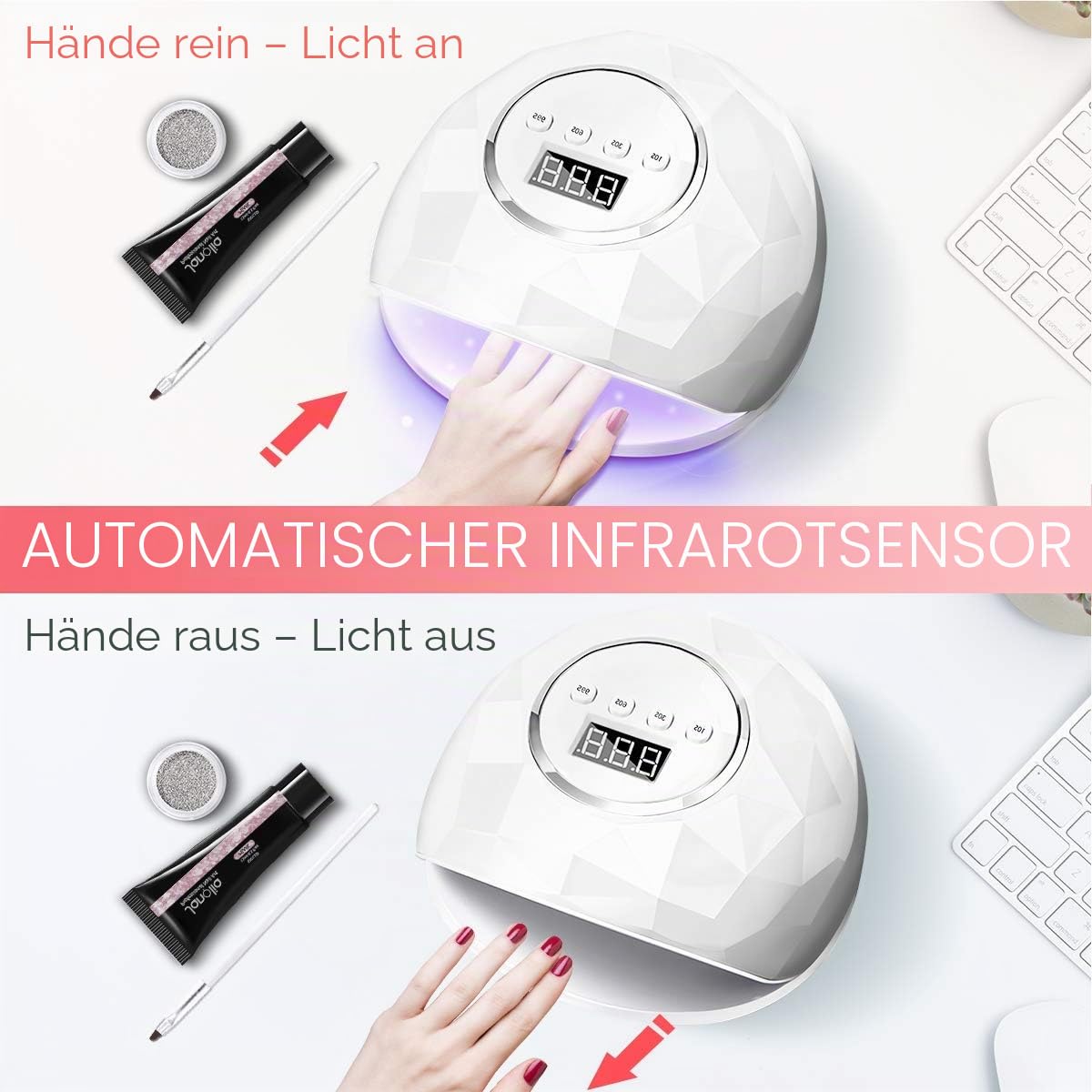 Janolia Nageltrockner Nagellampe 86W UV LED Lampe für Nägel mit Sensor LCD Display für Gelnägel Professionelle Nagel lampe für Fingernagel/Zehennagel Nageldesign mit 4 Timer Geeignet für alle Gel