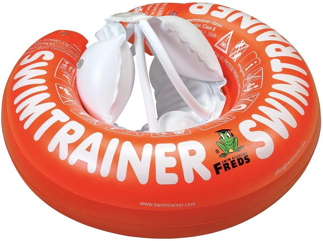 FREDS SWIM ACADEMY SWIMTRAINER Classic Red, Baby Pool Float Ring for Babies and Toddlers, 3 Months to 4 Years (13-40 lb) Aid to Learn Swimming Safely