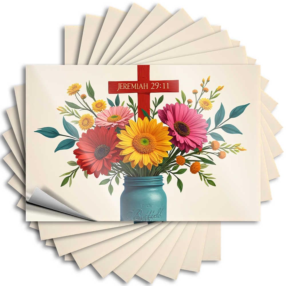 Abipuir - 10 Pcs Bible Verse Floral Arrangement Car Stickers Bar Decoration Sign (2.36" x 3.54")