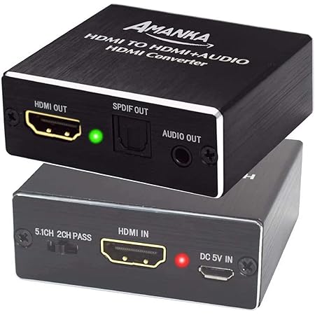 AMANKA Convertisseur HDMI Audio Extracteur |4K x 2K HDMI vers HDMI + Optique SPDIF avec 3.5 mm Stéréo 5.1CH 2.1CH pour PS3 Xbox HD DVD PS4 Sky HD Plasma Blu-Ray Home Cinéma, Soutien 3D 4K-Aluminum