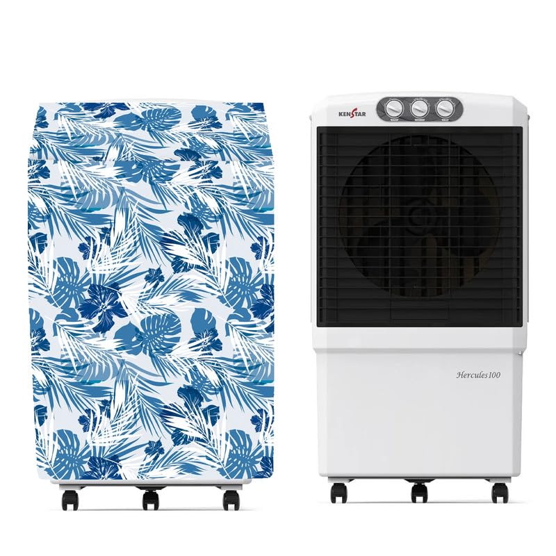 Image of Cooler Cover Compatible For Kenstar Hercules 80-Litres Cooler Waterproof, Dustproof, Size (HxWxD) 114.3X68.58X54.61 Cm, White Blue.