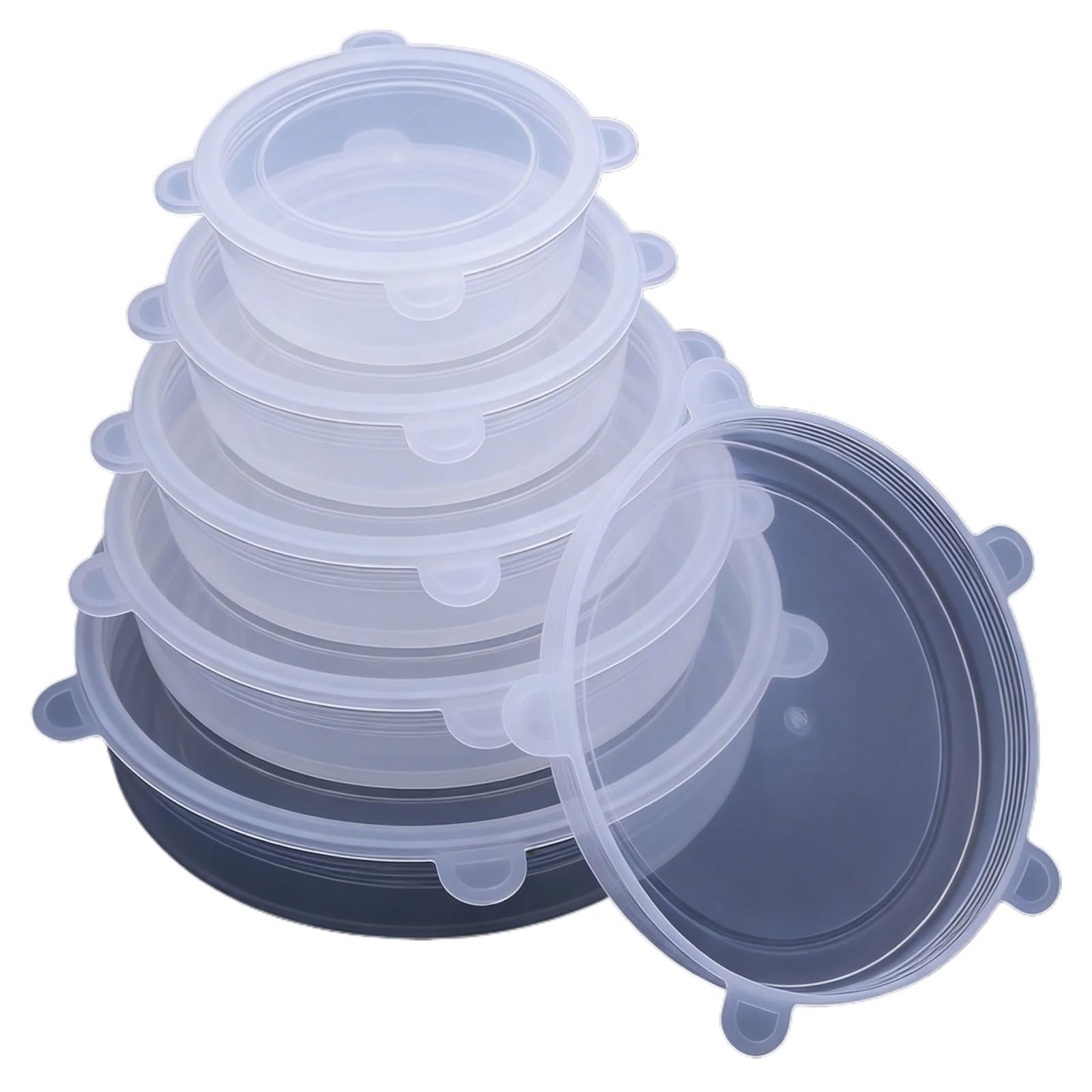 3Sets Elastic Silicone Bowl Covers – Reusable Food Storage Lids With Flexible Fit For Different Dish Sizes, Dishwasher Safe for Bowls Jars