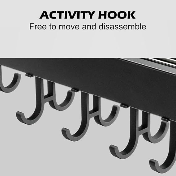 Hanging Pot Rack Hook - Pull Out Pots and Pan organizer Adjustable Pot Racks with Sliding Rail Storage Utility Rack Used for Kitchen/Closet/Cupboard, Load 75LBS(16.17in-14 hook)
