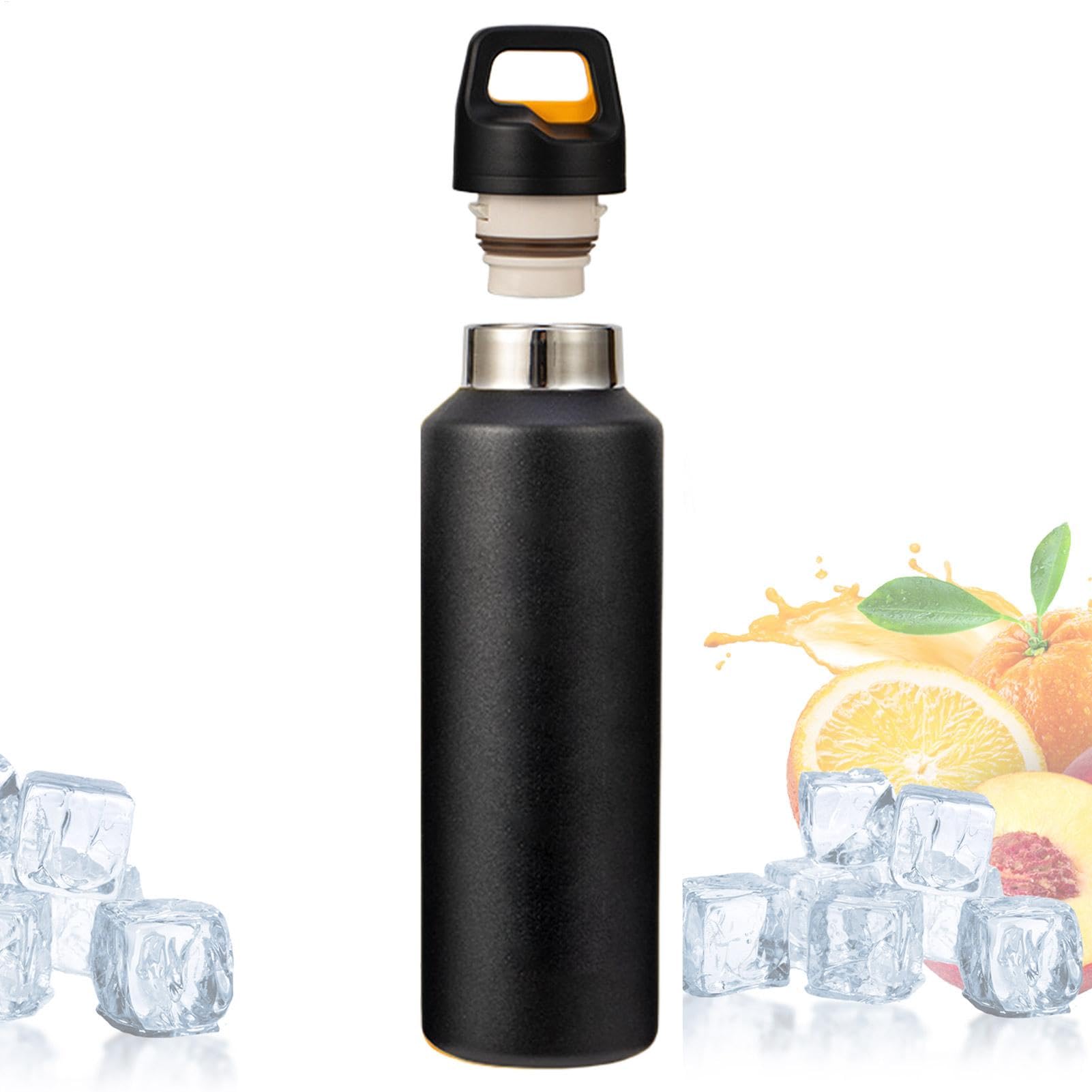Borraccia in Metallo 600ml Acciaio Inossidabile con Apertura Facile | Borraccia Termica Isolata per Bevande per Sport Viaggio Ciclismo Escursionismo Ufficio Casa Palestra Tè Caffè Latte