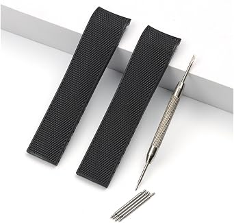 INEOUT 21mm Rubber Silicone Watch Band Waterproof Strap Compatible with Longines Conquest Hydro Conquest L3 Watch Strap Folding Buckle Accessories