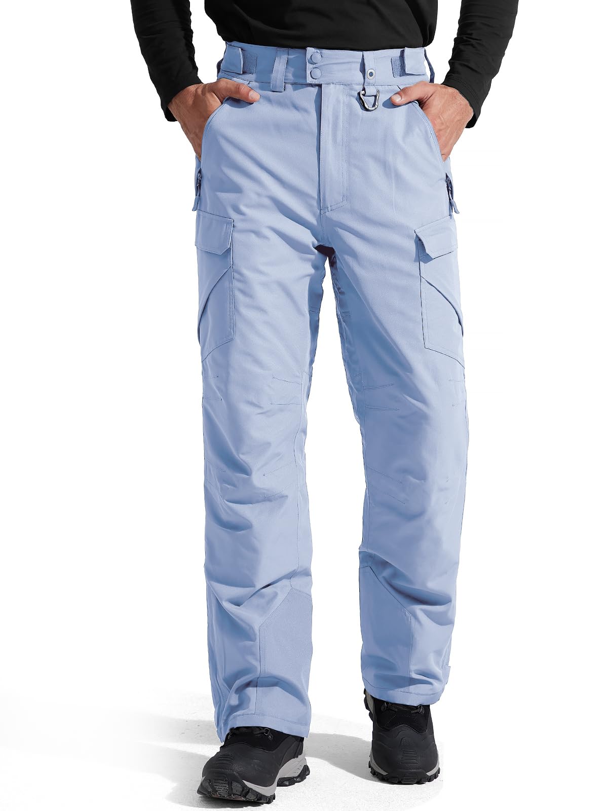 FREE SOLDIER Men's Waterproof Snow Insulated Pants Winter Skiing Snowboarding Pants with Zipper Pockets