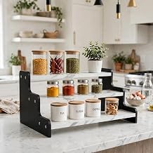 SBF Furniture 3 Tier Wooden Step Shelf Organizer for Kitchen Countertop, Spice Rack, Masala Storage Rack, Display Stand for Pantry, Dining Room, Bathroom & Home Organization
