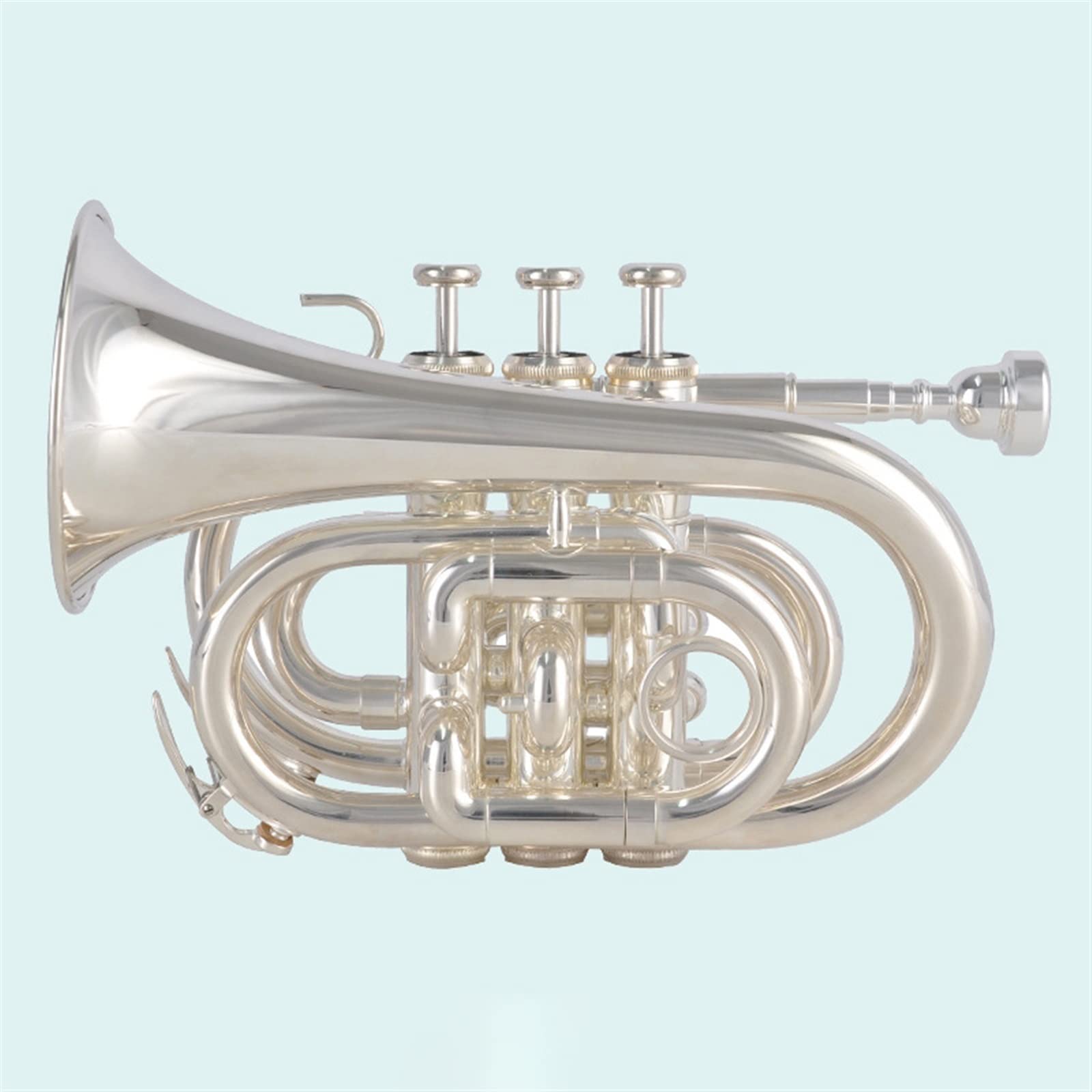 TSTS Strumento A Fiato A Pistone in Rame Bianco con Numero di Palmo Argentato in Si Bemolle Utilizzato dagli Studenti Principianti Mini Pocket Trumpet