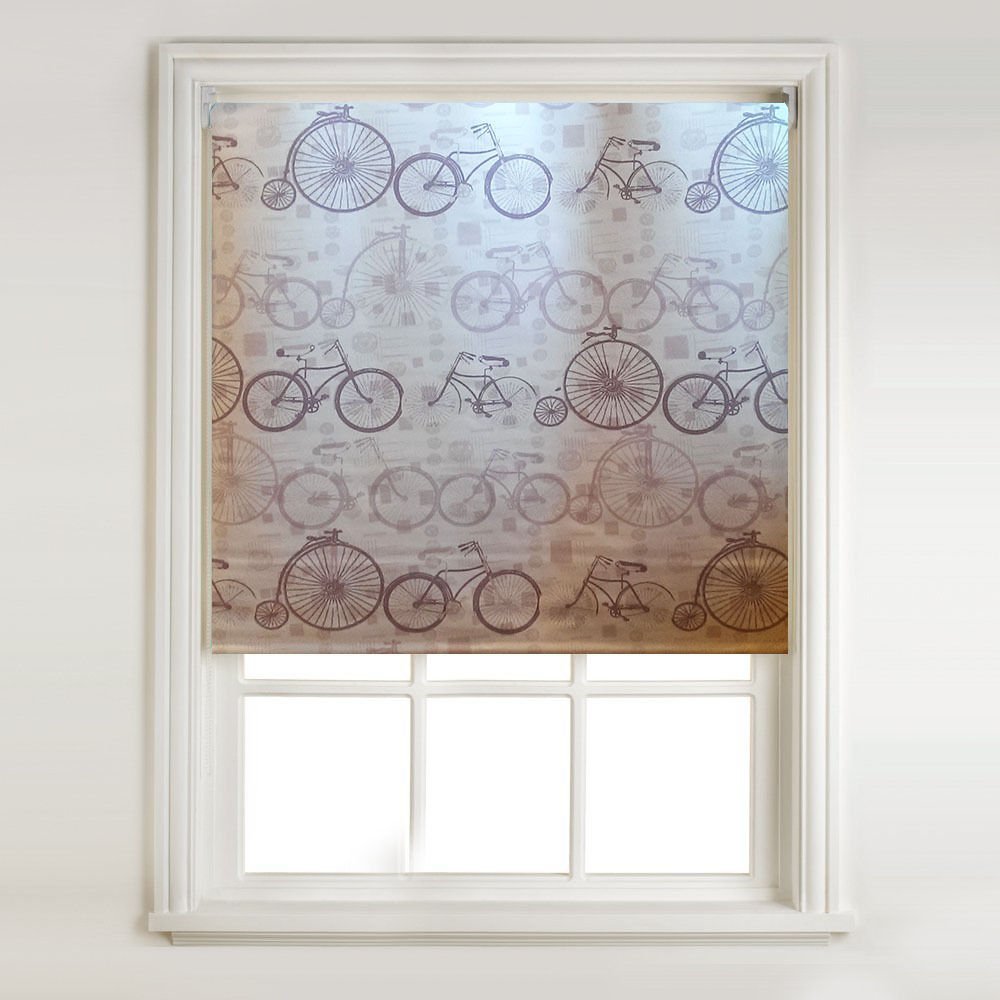 Barnes Blinds - Patterned Thermal Blackout Roller Blinds 22+ Designs - FREE CUT TO SIZE SERVICE (W: 91.5cm (3ft), Vintage Bikes)