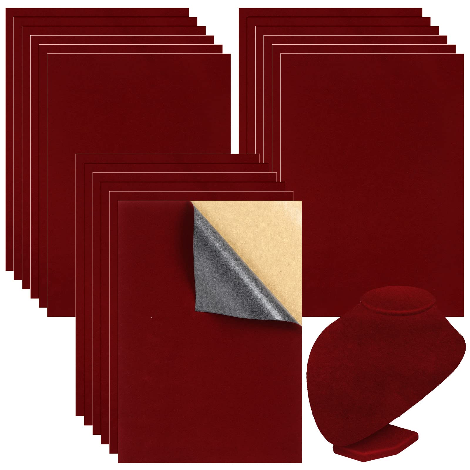 Photo 1 of **bundle of 2***Peryiter 100 Pcs Self Adhesive Felt Fabric, Soft Sticky Velvet Drawer Liner DIY Adhesive Back Sheets A4 Size 11.7 x 8.3 Inches for Jewelry Box Drawer Fabric Art Craft Making Supplies (Wine Red)