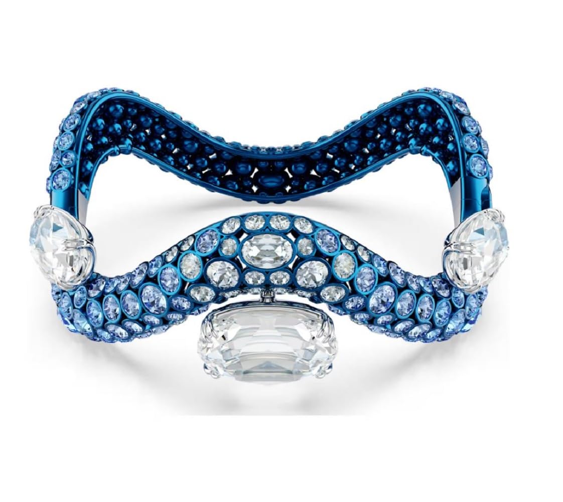 SwarovskiSublima Blue Finish Mixed Cuts Crystal Bangle for Women, 5.4 cm x 4.8 cm Size, Blue