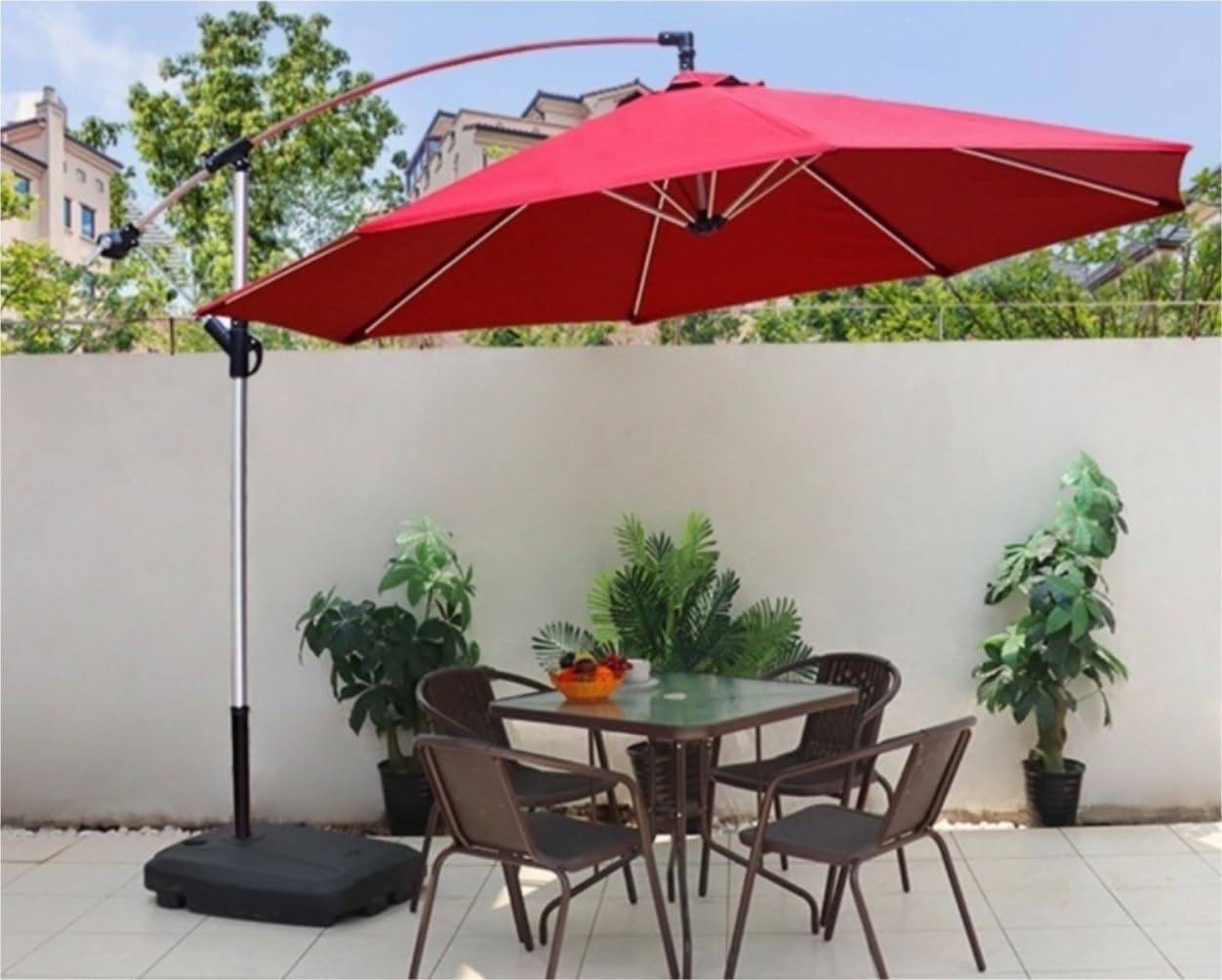 Nowoczesny Parasol Ogrodowy Duży Parasol Ogrodowy O Długości 9,8 Stopy Z Podstawą Ze Stopu Aluminium Poliester Plażowy Do Basenu Ogrodowego Przydomowego Balkon Plażowy