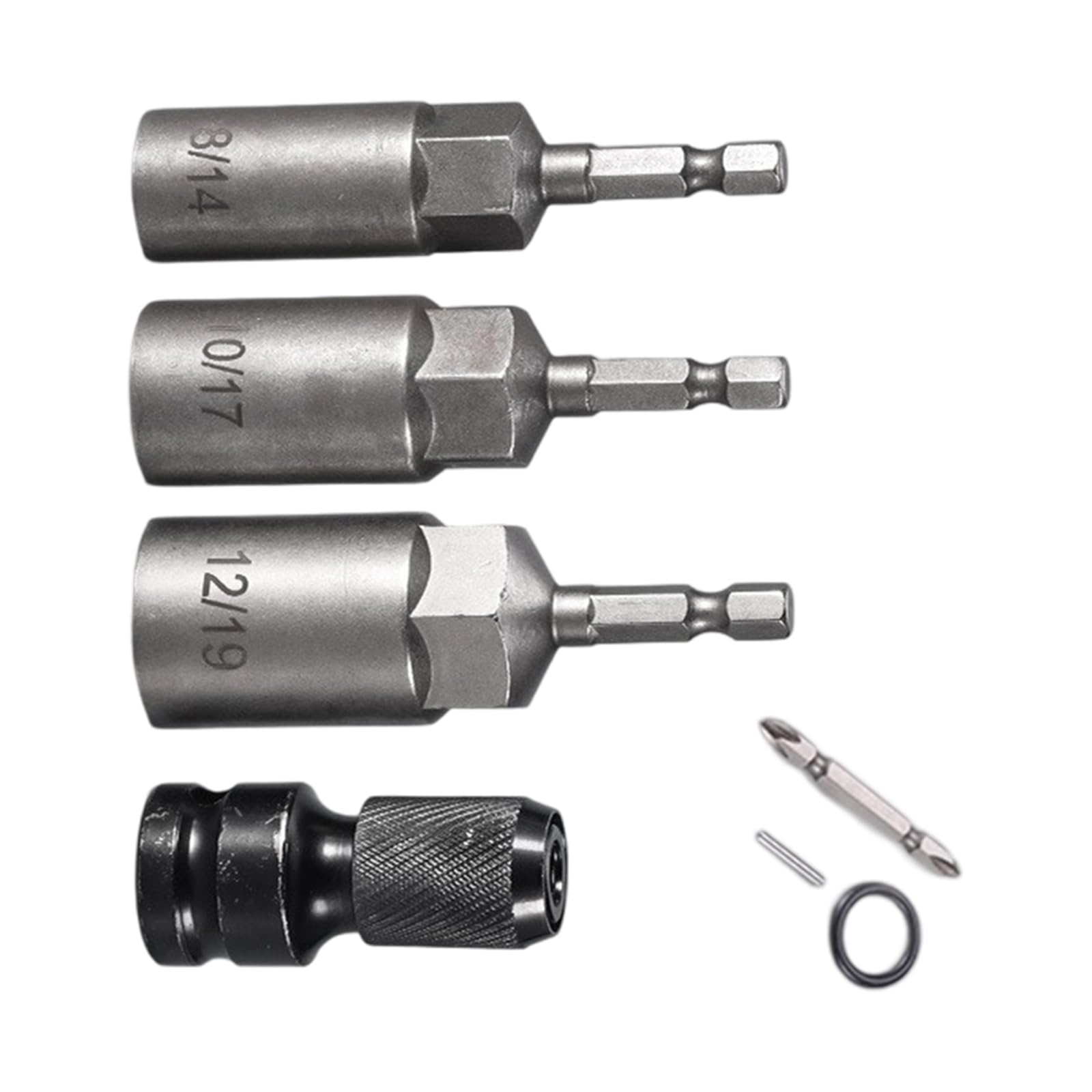 Resistant Professional Hexagonal Socket Adapter Set 8/14 / 10/17 / 12 / 19mm Rustproof for Stubborn Screw Removal High Frequency Quenched Socket