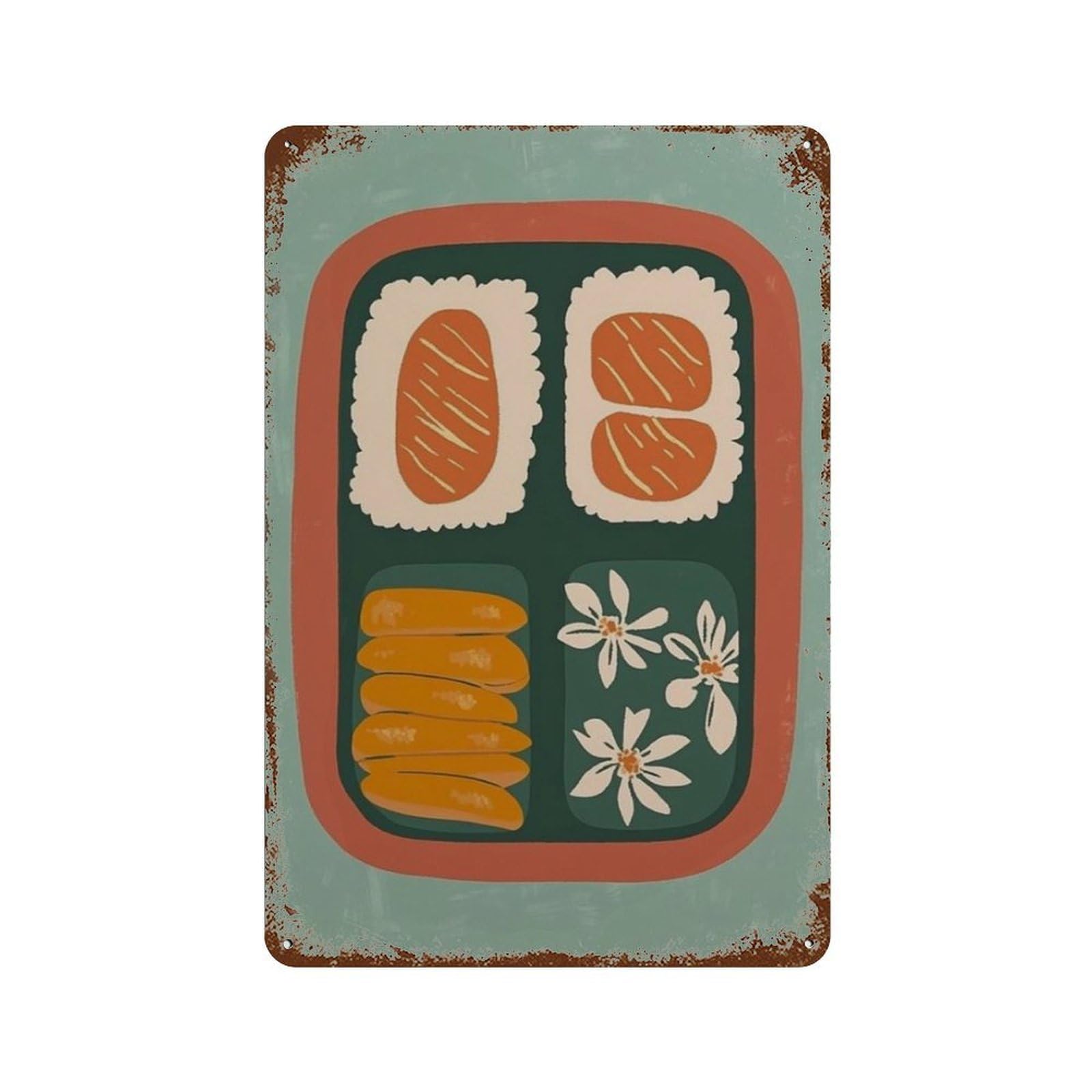 xiaoxiaoshen Bento Box Japanese Food Kitchen Minimal Sushi Retro Dining Work Wall Decor Art Metal Tin Poster Modern Home Decor Art Home Bar Shop Decorations Vintage Sign 30x20cm