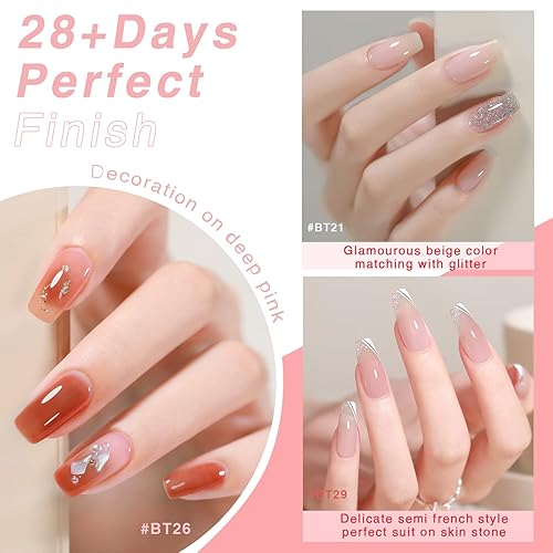 Miniatura 4 de OPUIU Jelly Nude - Juego de esmaltes de uñas de gel neutro, 10 piezas de esmalte de gel transparente natural, beige, suave, rosa claro, melocotón,