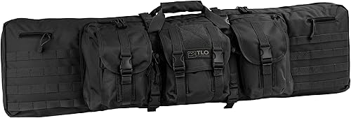 TLO Outdoors Double Rifle Gun Case - Soft Range Bag - Room for Two Rifles, Shotguns, and Storage for Pistols, Handguns, Firearm Accessories and