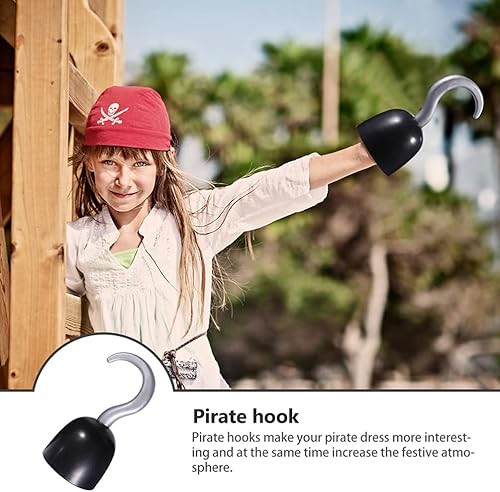 Miniatura 2 de Kisangel 6 ganchos de pirata, gancho de plástico de mano para niños, accesorio de disfraz de pirata para decoración de Halloween