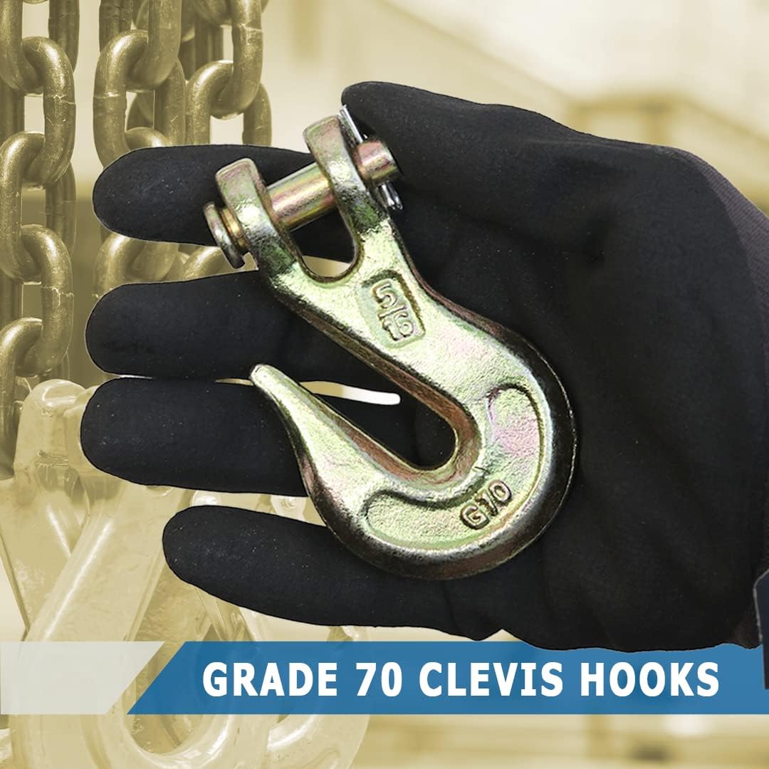 BoxerTool 5/16” Forged Clevis Grab Hook, Grade 70-21,600lbs Breaking Strength, for Chain Hooks for Trailers,Towing, Wrecker Tow Chain, 2 Pack