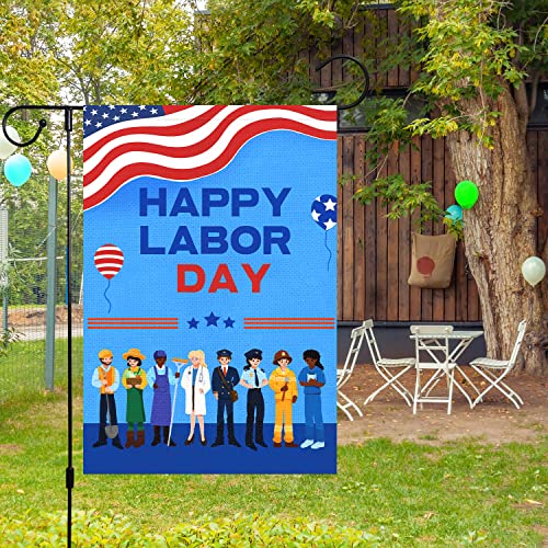 Louise Maelys Happy Labor Day Garden Flag 12x18 Double Sided Vertical, Burlap Various Occupations People Small Garden Yard Flags Labor Day Outside Outdoor Decoration (ONLY FLAG) - Image 4