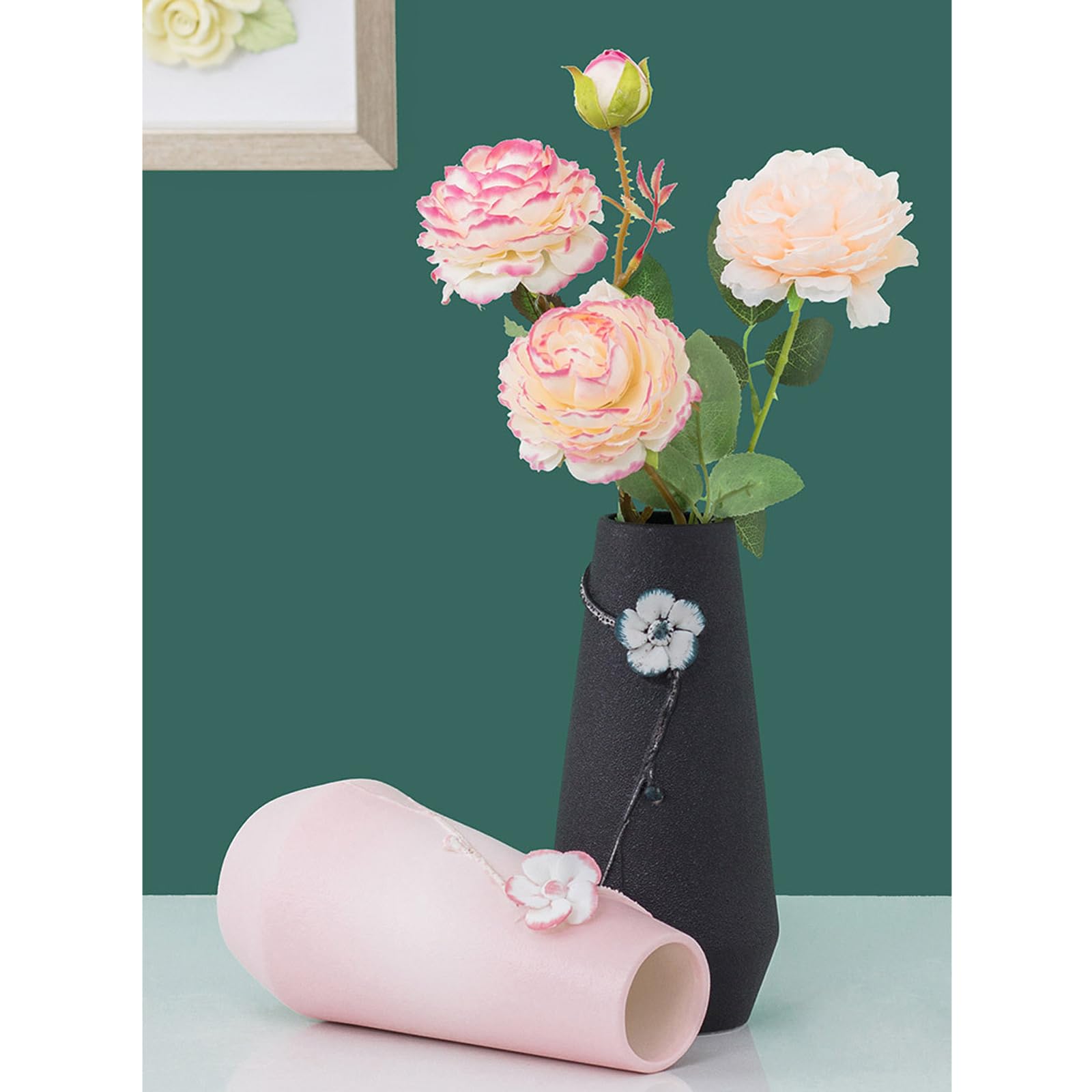 Ceramiczny wazon Wazon śliwkowy Kolorowe wazony Dekoracje wazonów do biura, stołu jadalnego, stroików i wesel,Black