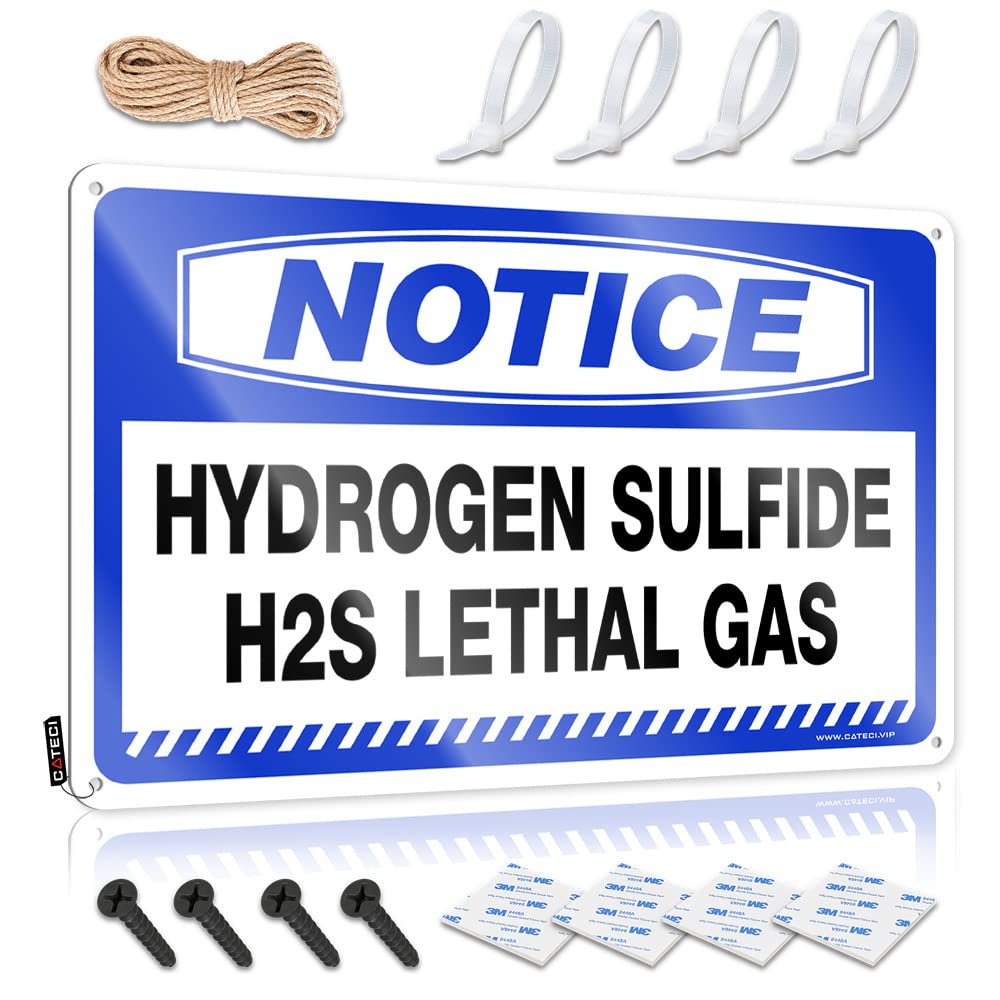 HELIOFORGE Sign For Bedroom Door Notice Hydrogen Sulfide H2S Lethal Gas Tin Sign Funny Decor For Bar Tin Metal Bar Signs(30X40CM)